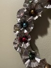 Vintage Aluminum Christmas Wreath Silver W  Tin Flowers Beads   Mercury Candle