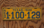 1930 Texas License Plate