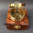 Working Brunton Vintage Look Brass Stanley London Compass With Wooden Box