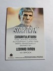Star Trek Into Darkness Autograph Card By Leonard Nimoy  Extremely Limited