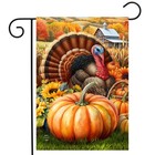 Briarwood Lane Fall Thanksgiving Wild Turkey   Pumpkins Garden Flag 12x18