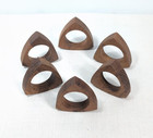Mid Century Modern Triangular Wooden Napkin Rings Danish Modern Set Of 6