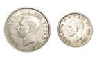1942 Canada Silver 25 Cents   Half Dollar Lot 2 Coins King George Vi Wwii Era 