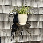 Vintage Wrought Iron Plant Stand Holder 21x8    Mesh Metal Art Nouveau Victorian