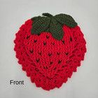 Vtg Handmade Crochet Strawberry 3 Hot Pads Potholders Trivet Granny Core  849