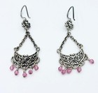 Nwt Barse Sterling Silver   Pink Crystal Dangle Chandelier Earrings