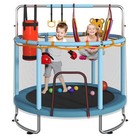 Kids Trampoline With Safety Net  440lbs Capacity  Adjustable Gym Bar   Toys  Age