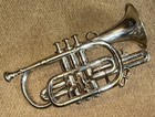 Antique Cased 3-valve Silver Plated Silbron Class A Cornet By Boosey   Co 1927