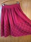 Vintage Guy Laroche Paris Wool Skirt Red Scallop Hem Made In France 30  Waist
