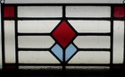 Pretty Geo Old English Leaded Stained Glass Window Unframed W Hooks 16 x 10 1 2 
