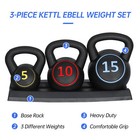  3-piece Kettlebell Set With Storage Rack Exercise Fitness Concrete Weights