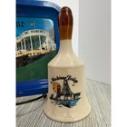 Bundle - Vtg Blue Mackinac Island Grand Hotel Tray   Cream Mackinac Bridge Bell