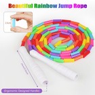 Fezog 2 Pack Rainbow Beaded Jump Rope Blue rainbow 9ft