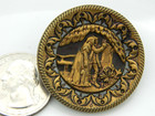 Antique Brass Button Woodland Vows Lovers Ca 1890s  Large 1 7 16 