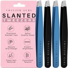 Precision Stainless Steel Tweezers Set - Slant Tip For Eyebrows  Facial Hair  In