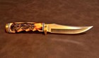 9 1 2  Schrade Uncle Henry Golden Spike Knife W sheath  Stone   Staglon Handle
