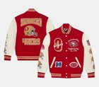 San Franc-isco 49 e r s O-v-o Varsity Jacket Leather Sleeves Letterman Style