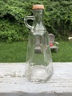 Rare Vintage Clear Glass Log Cabin Syrup Bottle Pitcher   Cap