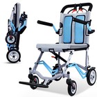 All-terrain Blue Adult Transport Wheelchair  Dual Hand Brakes  Airline Approved