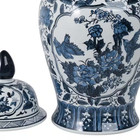18 25 In  Blue Ceramic Chinoiserie Floral Decorative Jar
