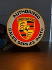 Porsche Authorized Sales Service Parts Round Lighted Sign Display Lamp