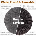 Adjustable Shower Caps For Men Women Reusable Waterproof Satin Lining Large S   