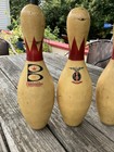 Brunswick  Score King 50  Bowling Pin Lot Of 4  Red Crown  Plastic Coated  Abc