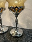 Vintage 1940s Art Deco Farberware Chrome Wine Cordial Cocktail Glass Amber Mint
