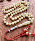 White Natural Baltic Amber 24 G  Islamic Prayer Rosary Pumpkin 66 Beads Tesbih