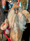 Vtg Primitive Santa 10    Tea Soaked Garment Felted Painted Carved Face  c1 