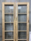 Antique French Double Doors  44 5x88 5  5 Pane Glass  European Reclaimed G192