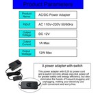 12v 1a Power Supply 1000ma Ac dc Adapter 12v Dc Power Cord With Switch 6 5ft    