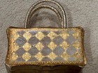 Vintage Wooden Tole Purse    delilli      Gold Harlequin Design  Handmade In Italy