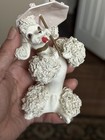 Vintage  Spaghetti Poodle Dog Holding Umbrella White