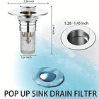 2-pack Sink Stopper Hair Catcher Bathroom Pop Up Sink Drain Strainer Filter Plug