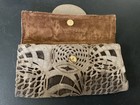 Vintage R y Augousti Suede Cut-floral Clutch     Rare Collectible Euc