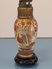 Antique Japanese Satsuma Pottery Vase Meiji Period Table Lighter Mid Century Big