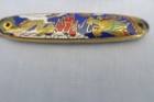 Vintage Brass   Cloisonne Handle Letter Opener Dragon Motif W Original Sleeve