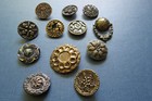 12 Large Antique Fashion Buttons 