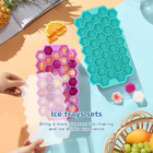 Ice Cube Trays For Freezer  2 Pack Silicone Ice Cube Mold With Lid  Easy Release