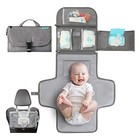 Portable Diaper Changing Pad Mat Station Grey Waterproof Travel Wipes Pocket