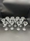 Vtg 5  Etched Crystal Cocktail Cordial Glasses - Leaf   Notched Stem Set Of 12