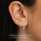 925 Sterling Silver Earrings For Women Hypoallergenic 3 Pair Cubic Zirconia Smal