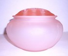Vtg Pink Frosted Depression Glass Bowl Vase With 16 Hole Frog Top Both Embossed