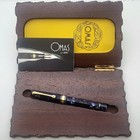 Omas Extra Paragon  Blue Celluloid-faceted Mid fountain Pen-18k Gold Nib-new-box