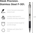  12 Pack  Zebra F-301 Ballpoint Fine 0 7mm Black Stainless Steel Retractable Pen