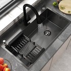 Black Stainless Steel Kitchen Top-mount Single-bowl Drop-in Sink  with Faucet 