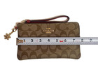 Coach Brown Leather Wristlet Wallet Red Strap Maroon Interior   Removable Charm