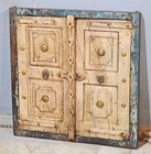 Antique Wooden Large Wall D  cor Window Panel Frame Original Old Brass Fitted