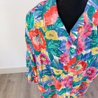 Vintage 70s 80s Ropa Of California Sheer Bright Floral Shirt Dress Tunic Large